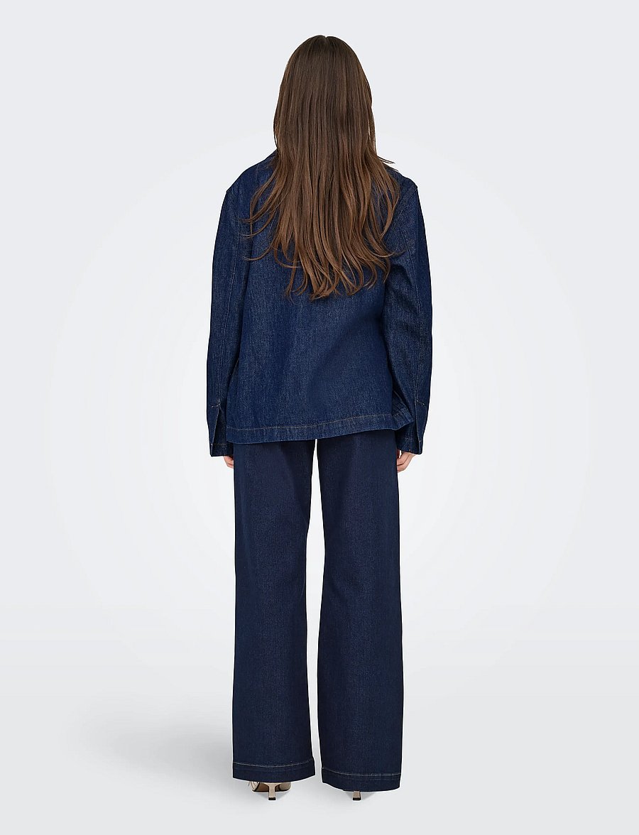ONLY - ONLELLIS L/S OVS DNM BOW TIE JACKET AKM - forårsjakker - dark blue denim - 3