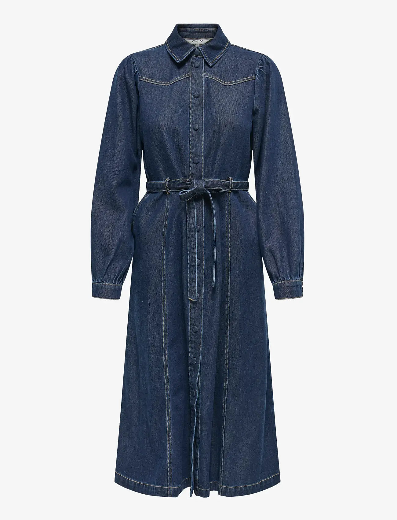 ONLY - ONLJULIE LS DNM DRESS QYT - shirt dresses - dark blue denim - 1