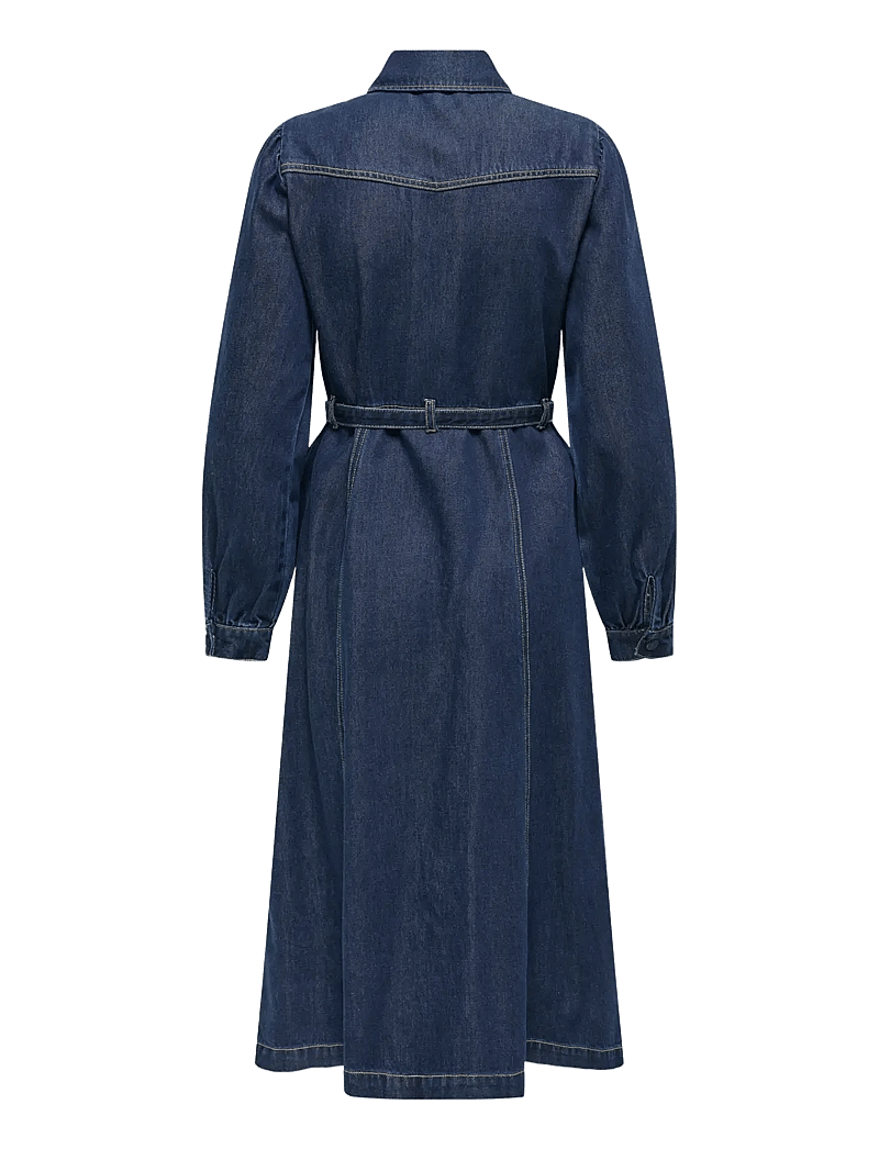 ONLY - ONLJULIE LS DNM DRESS QYT - marškinių tipo suknelės - dark blue denim - 2