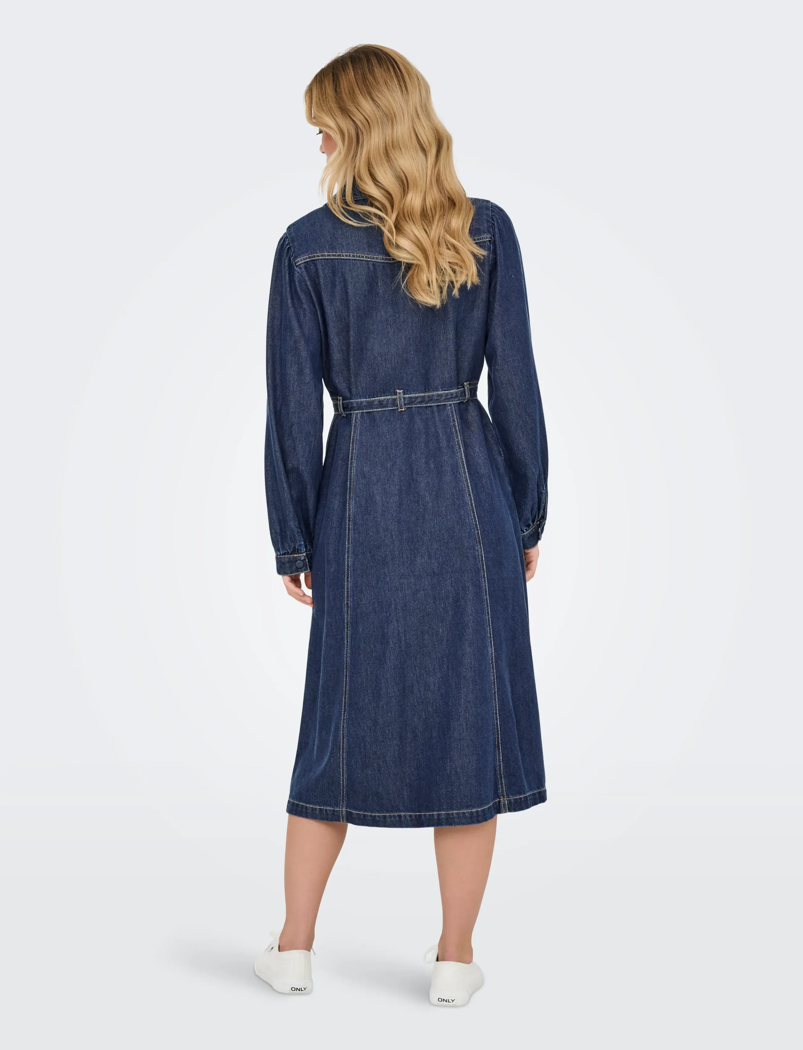 ONLY - ONLJULIE LS DNM DRESS QYT - skjortklänningar - dark blue denim - 3
