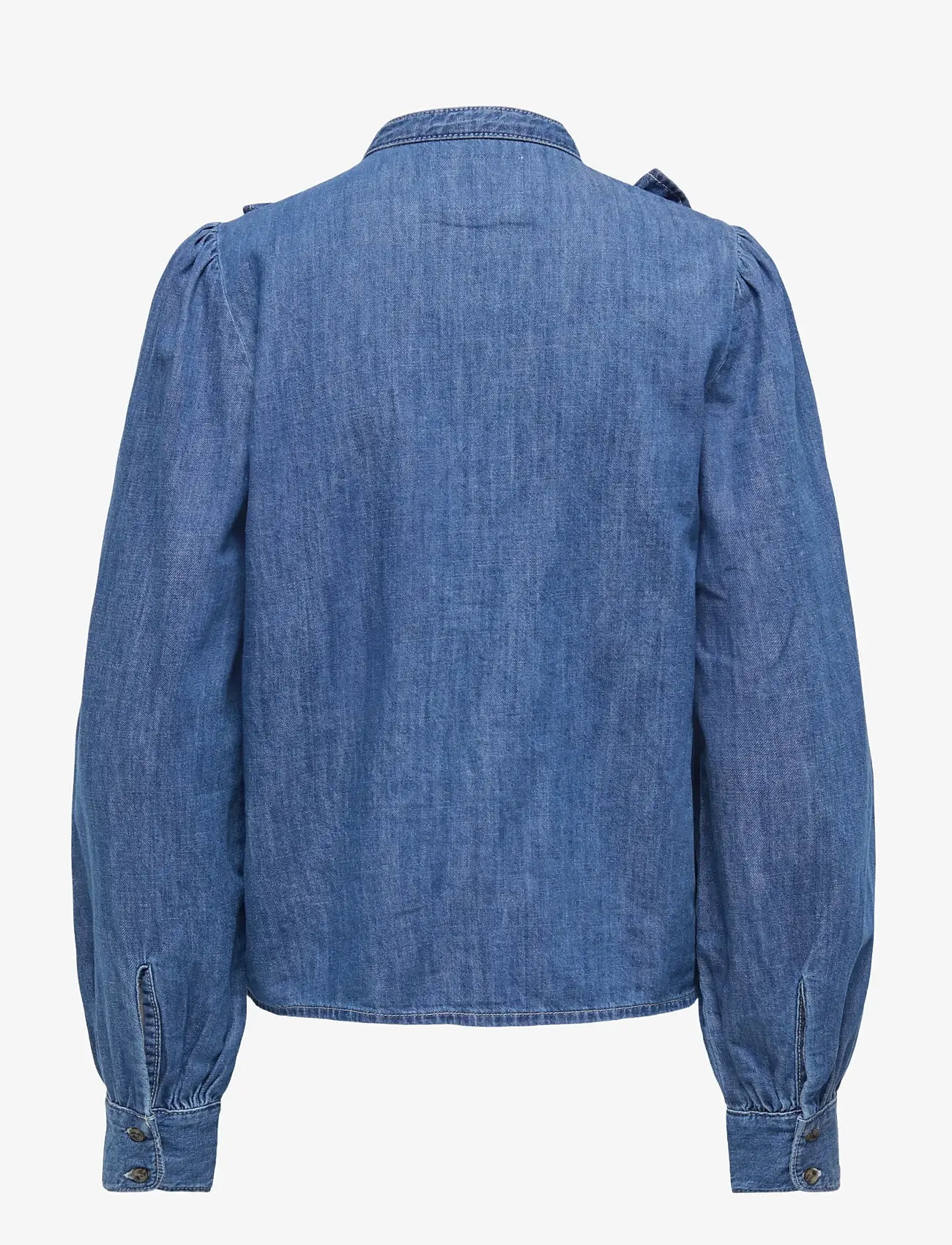 ONLY - ONLDASHA-SEVIGNY L/S FRILL SHIRT DNM AKM - jeansskjortor - medium blue denim - 2