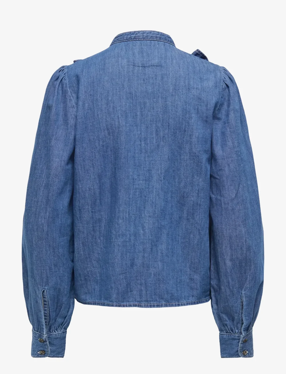 ONLY - ONLDASHA-SEVIGNY L/S FRILL SHIRT DNM AKM - jeansskjortor - medium blue denim - 2