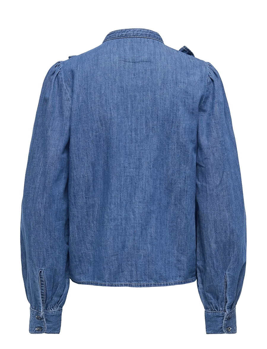 ONLY - ONLDASHA-SEVIGNY L/S FRILL SHIRT DNM AKM - jeanshemden - medium blue denim - 2