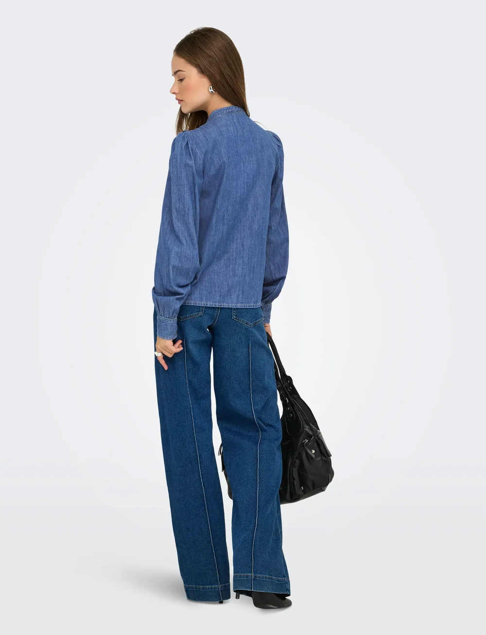 ONLY - ONLDASHA-SEVIGNY L/S FRILL SHIRT DNM AKM - jeansskjortor - medium blue denim - 3