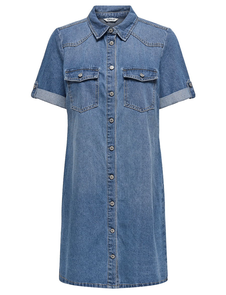ONLY - ONLLISA S/S DNM DRESS GUA NOOS - robes chemises - medium blue denim - 1