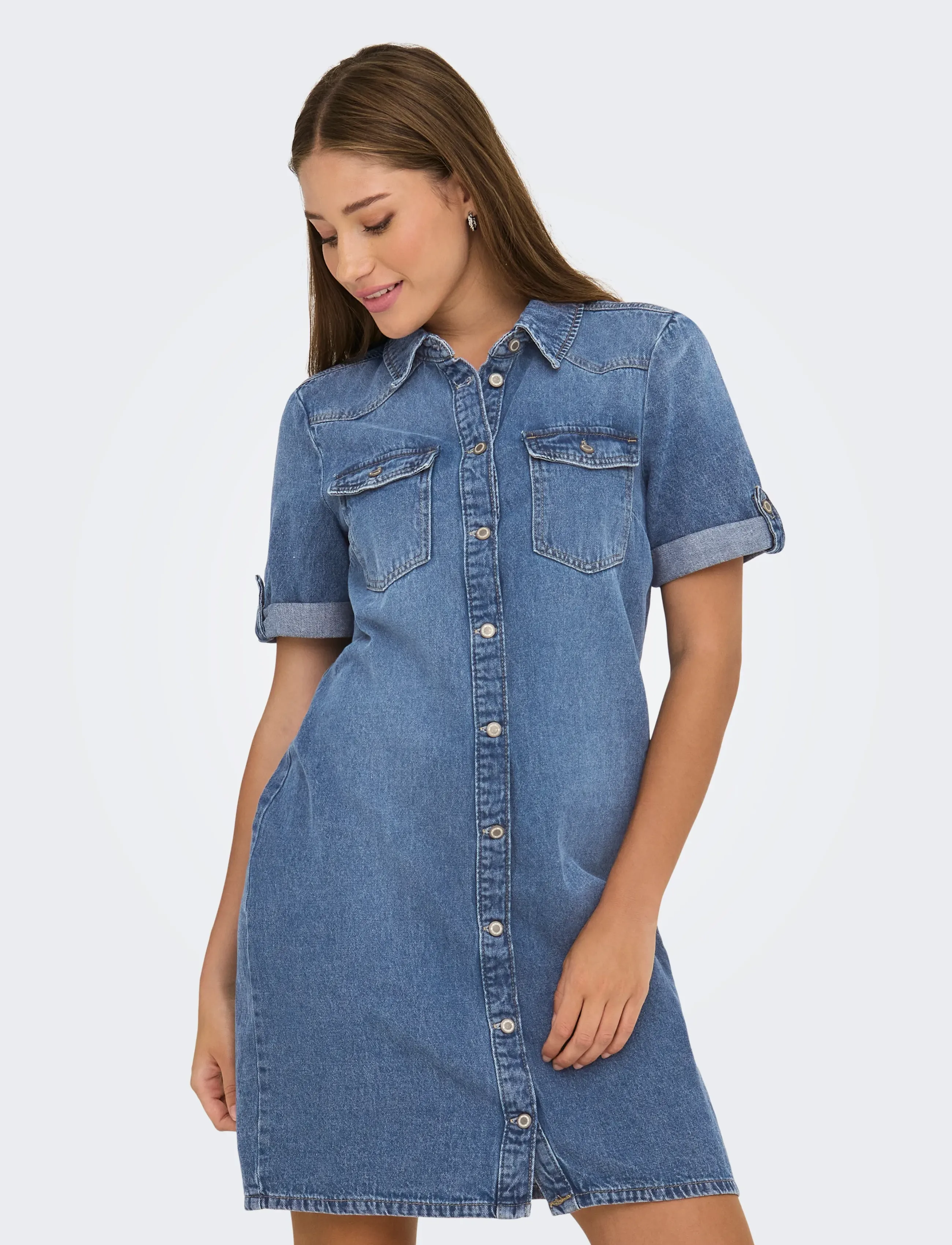 ONLY ONLLISA S/S DNM DRESS GUA NOOS - Cowboykjoler - MEDIUM BLUE DENIM / blue