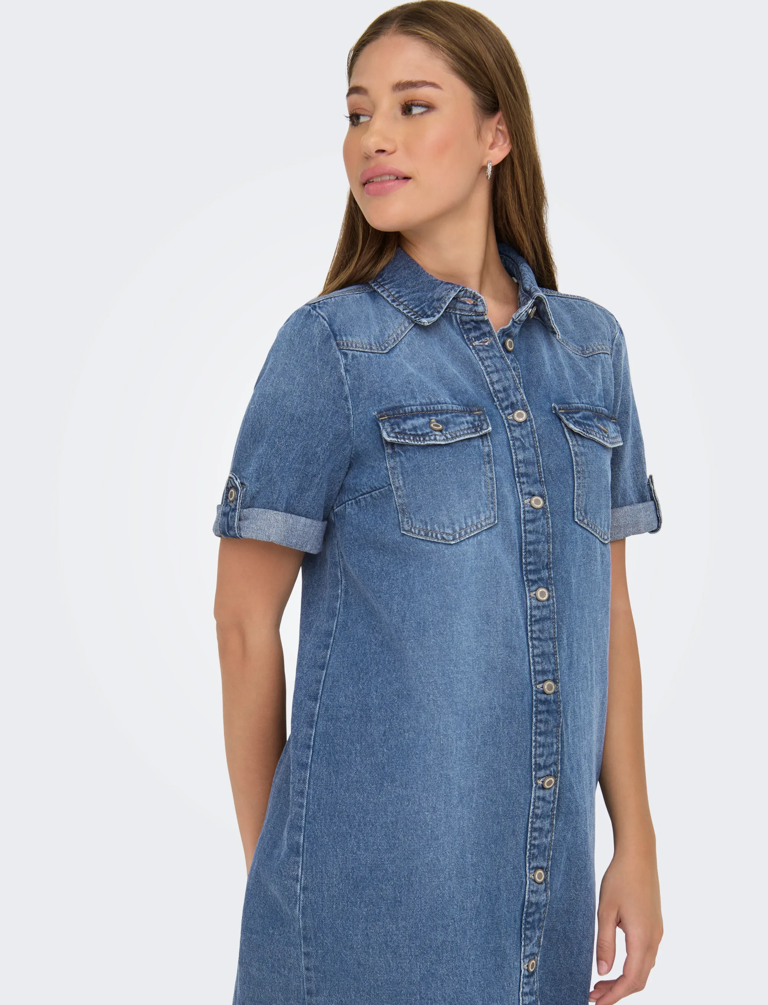 ONLY - ONLLISA S/S DNM DRESS GUA NOOS - skyrtukjólar - medium blue denim - 5