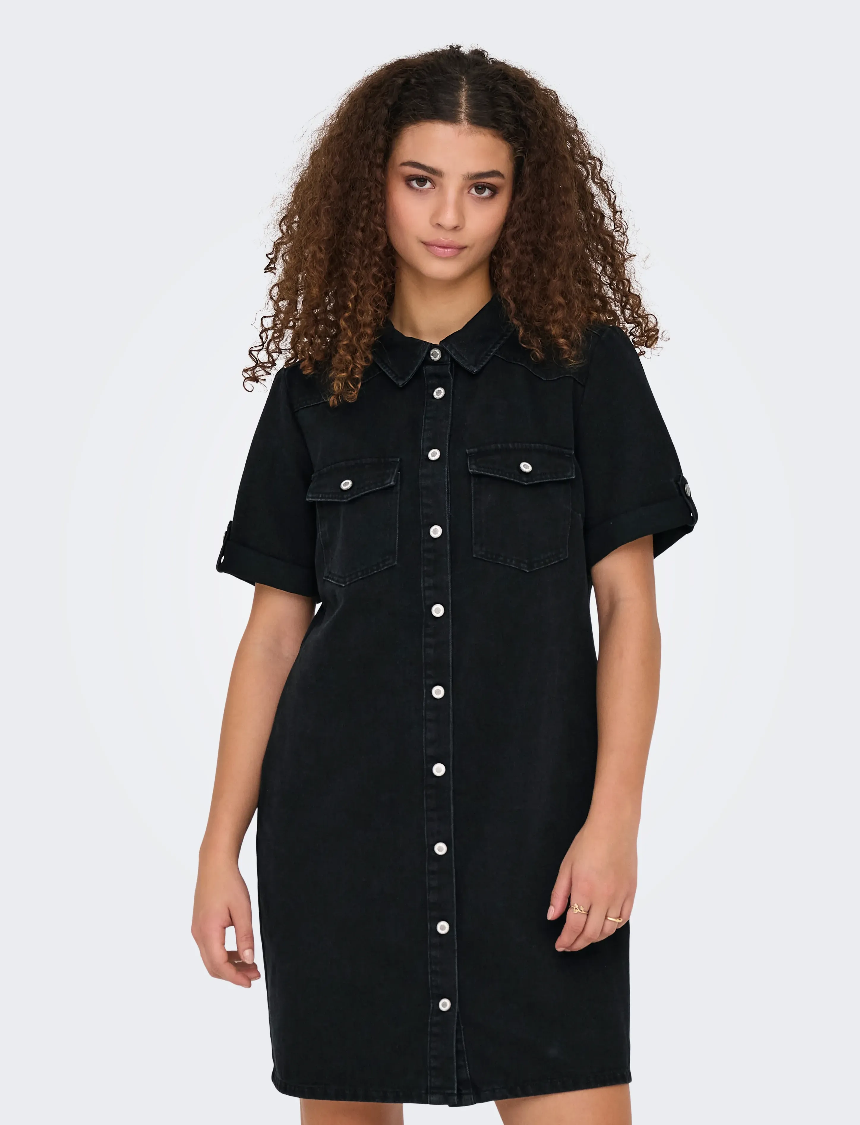 ONLY Onllisa S/S Dnm Dress Gua Noos, XS, Dresses, Schwarz - Knee-length & Midi, Frauen