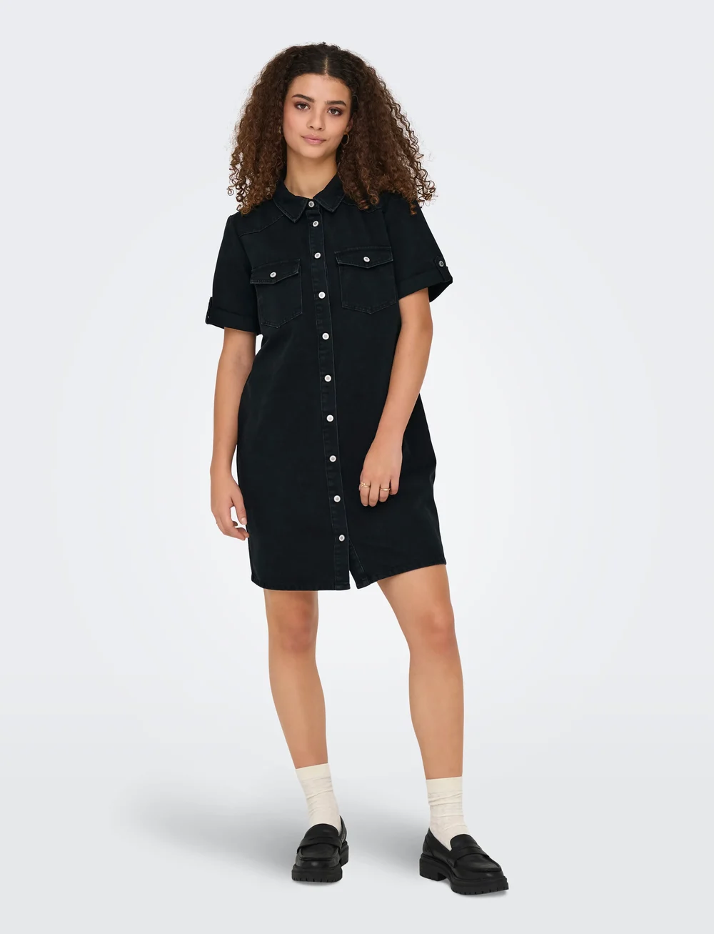 ONLY - ONLLISA S/S DNM DRESS GUA NOOS - shirt dresses - washed black - 5
