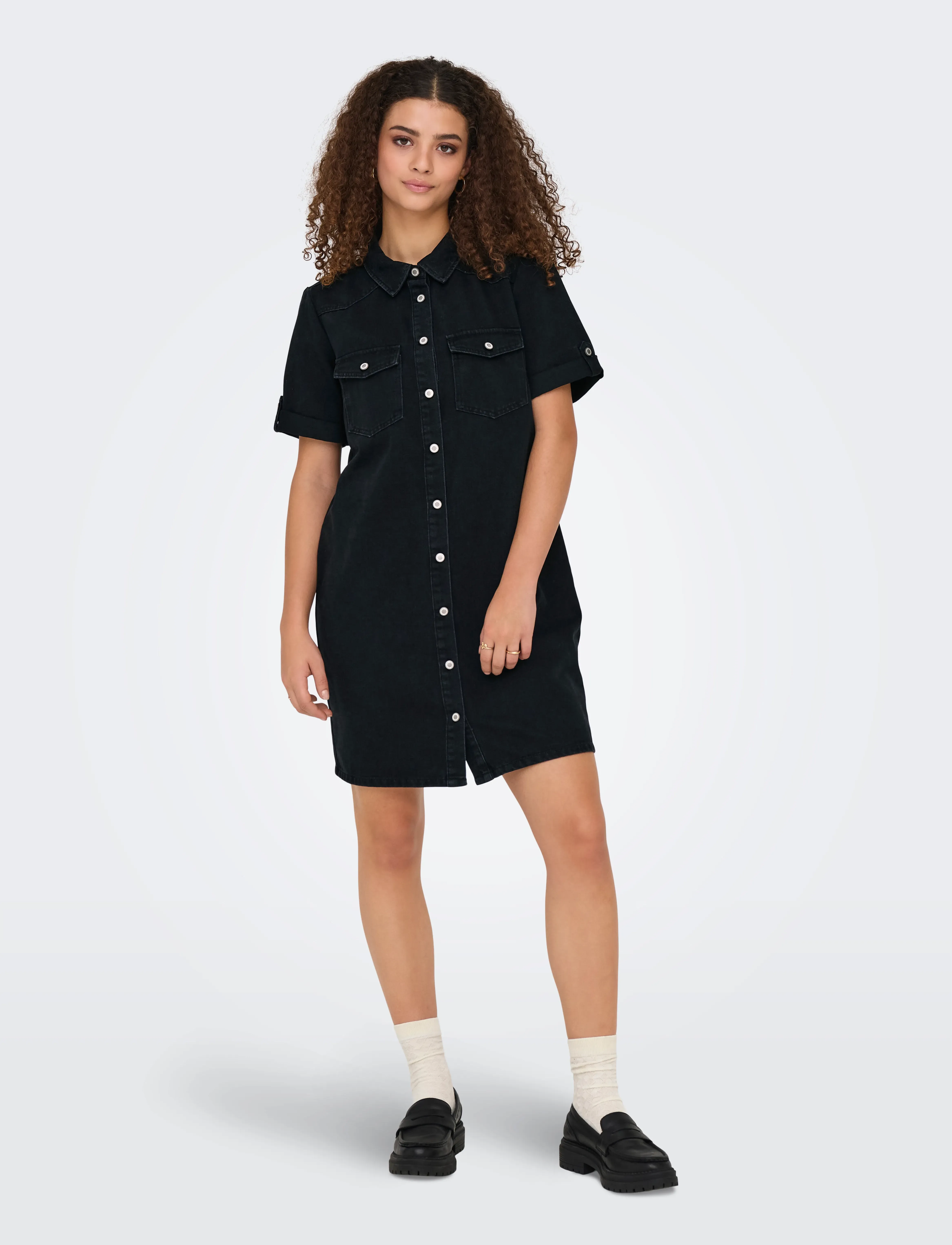 ONLY - ONLLISA S/S DNM DRESS GUA NOOS - skjortekjoler - washed black - 5