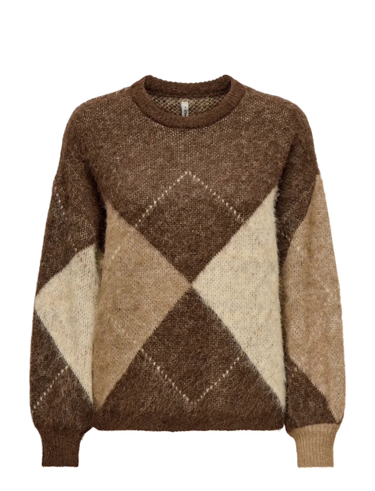 ONLY ONLNOEME LIFE LS JQ O-NECK NOOS KNT - Kläder - CHESTNUT / brown