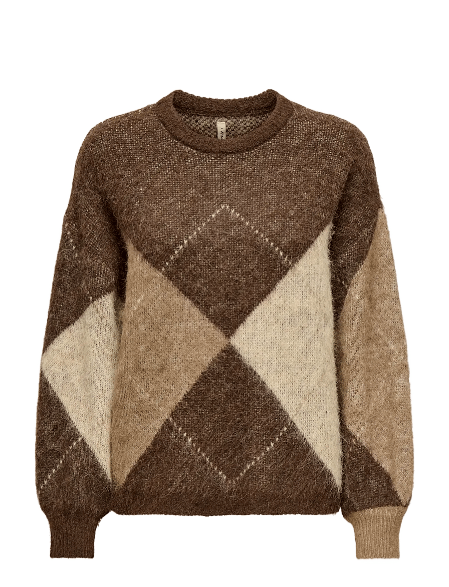 ONLY - ONLNOEME LIFE LS JQ O-NECK NOOS KNT - stickade tröjor - chestnut - 1