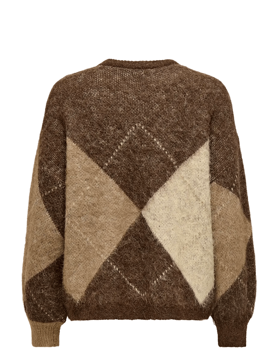 ONLY - ONLNOEME LIFE LS JQ O-NECK NOOS KNT - stickade tröjor - chestnut - 2
