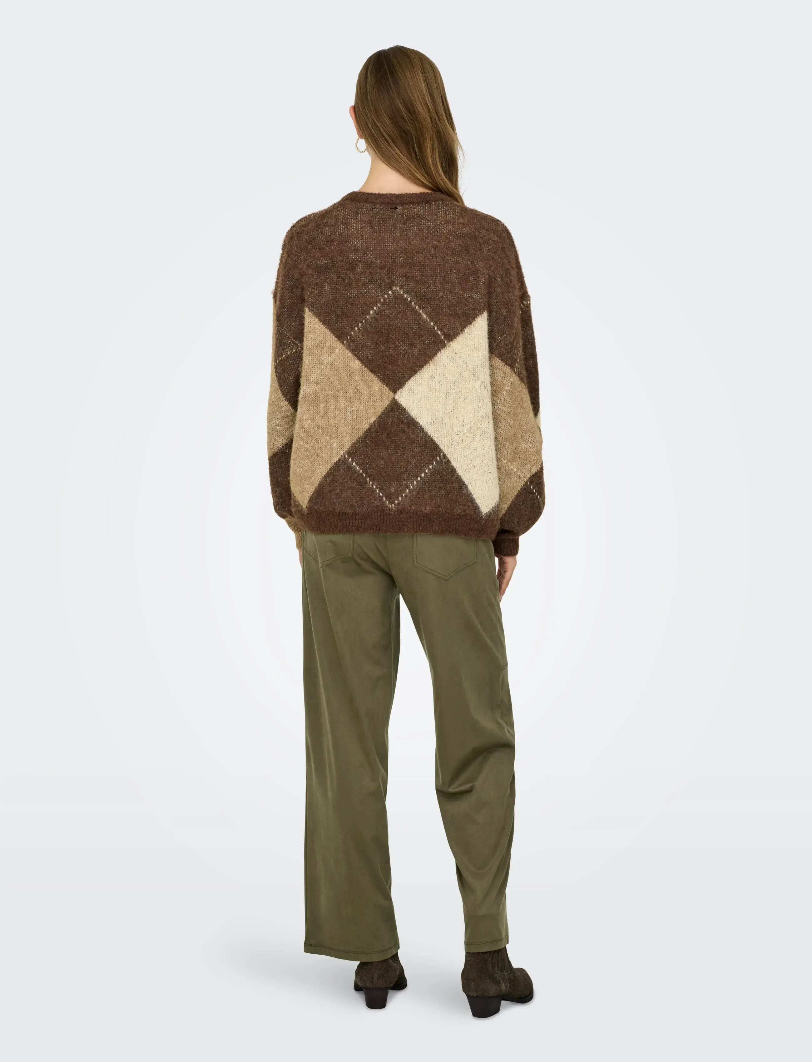 ONLY - ONLNOEME LIFE LS JQ O-NECK NOOS KNT - stickade tröjor - chestnut - 3