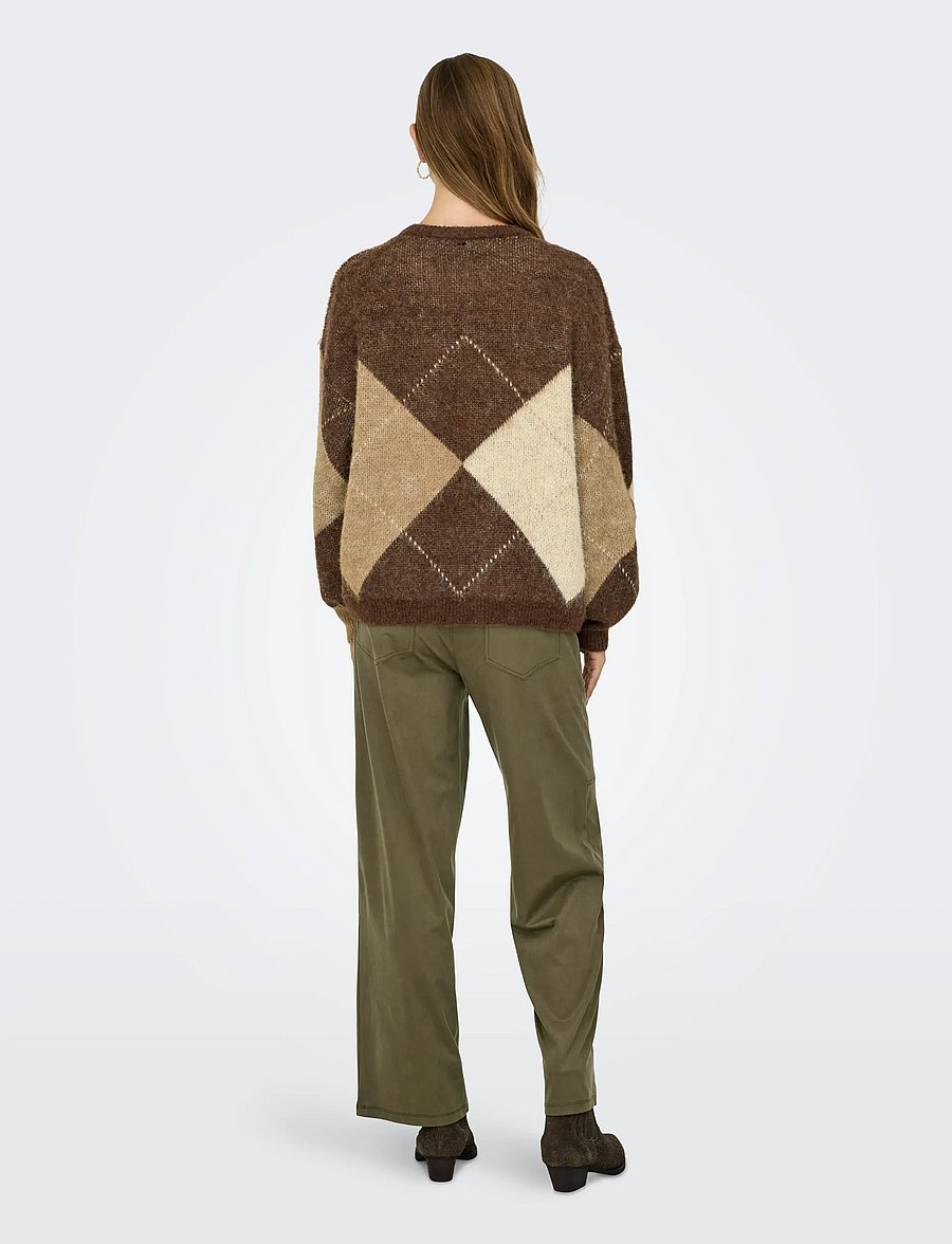 ONLY - ONLNOEME LIFE LS JQ O-NECK NOOS KNT - stickade tröjor - chestnut - 3