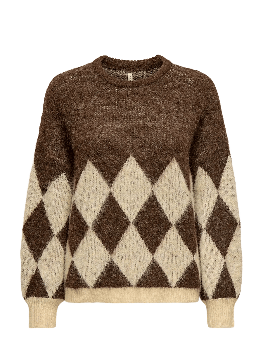 ONLY - ONLNOEME LIFE LS JQ O-NECK NOOS KNT - striktrøjer - chestnut - 0