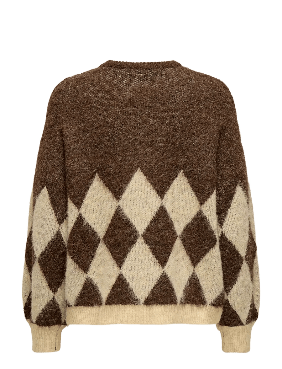 ONLY - ONLNOEME LIFE LS JQ O-NECK NOOS KNT - striktrøjer - chestnut - 1