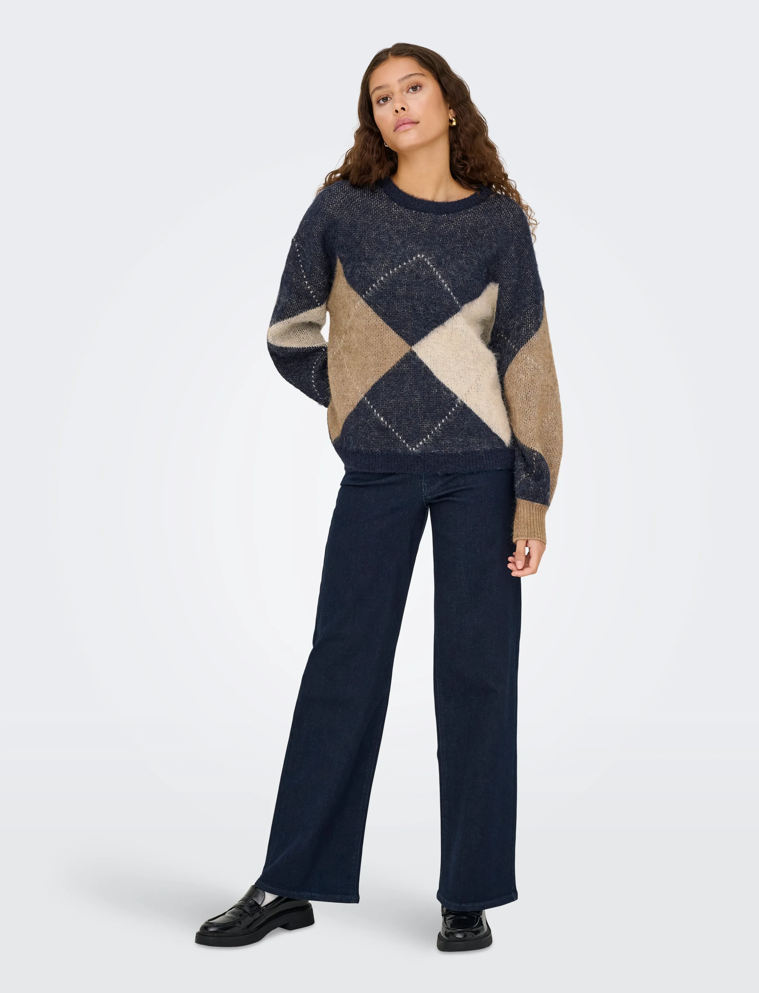 ONLY - ONLNOEME LIFE LS JQ O-NECK NOOS KNT - jumpers - night sky - 3