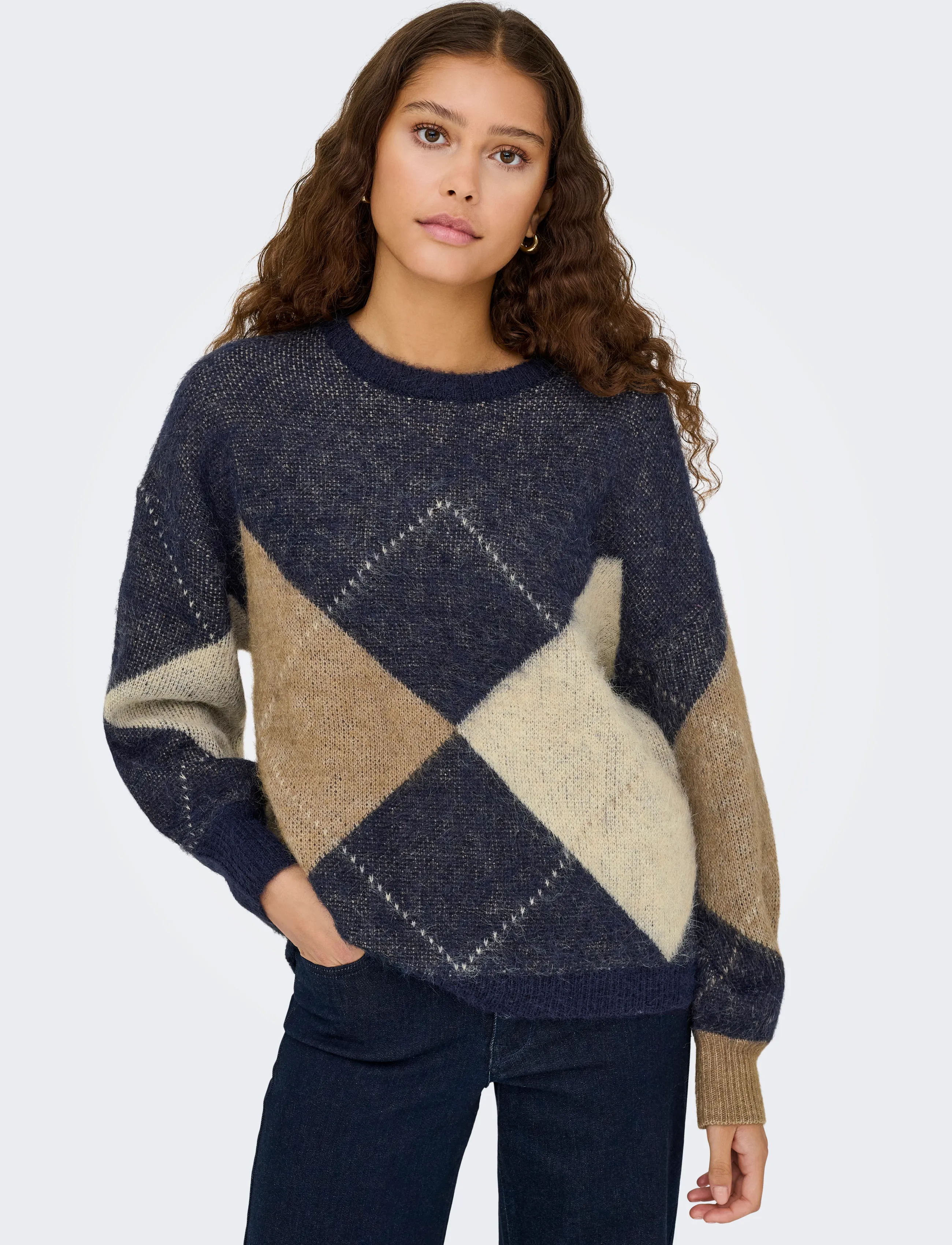 ONLY - ONLNOEME LIFE LS JQ O-NECK NOOS KNT - jumpers - night sky - 5