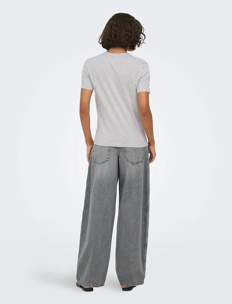 ONLY - ONLBARIA REG S/S TOP BOX JRS - t-shirts - light grey melange - 3