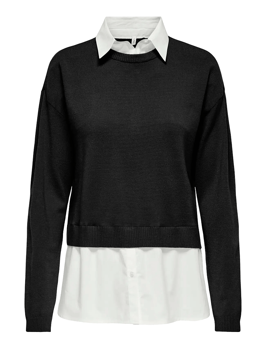 ONLY - ONLPAYSON LS MIX PULLOVER KNT - striktrøjer - black - 0