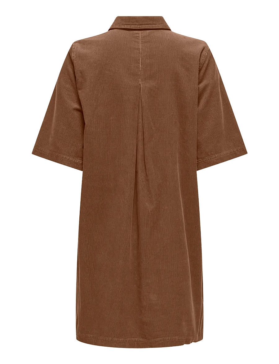 ONLY - ONLGRY-NESSA S/S CORD DRESS PNT - skjortklänningar - bison - 1