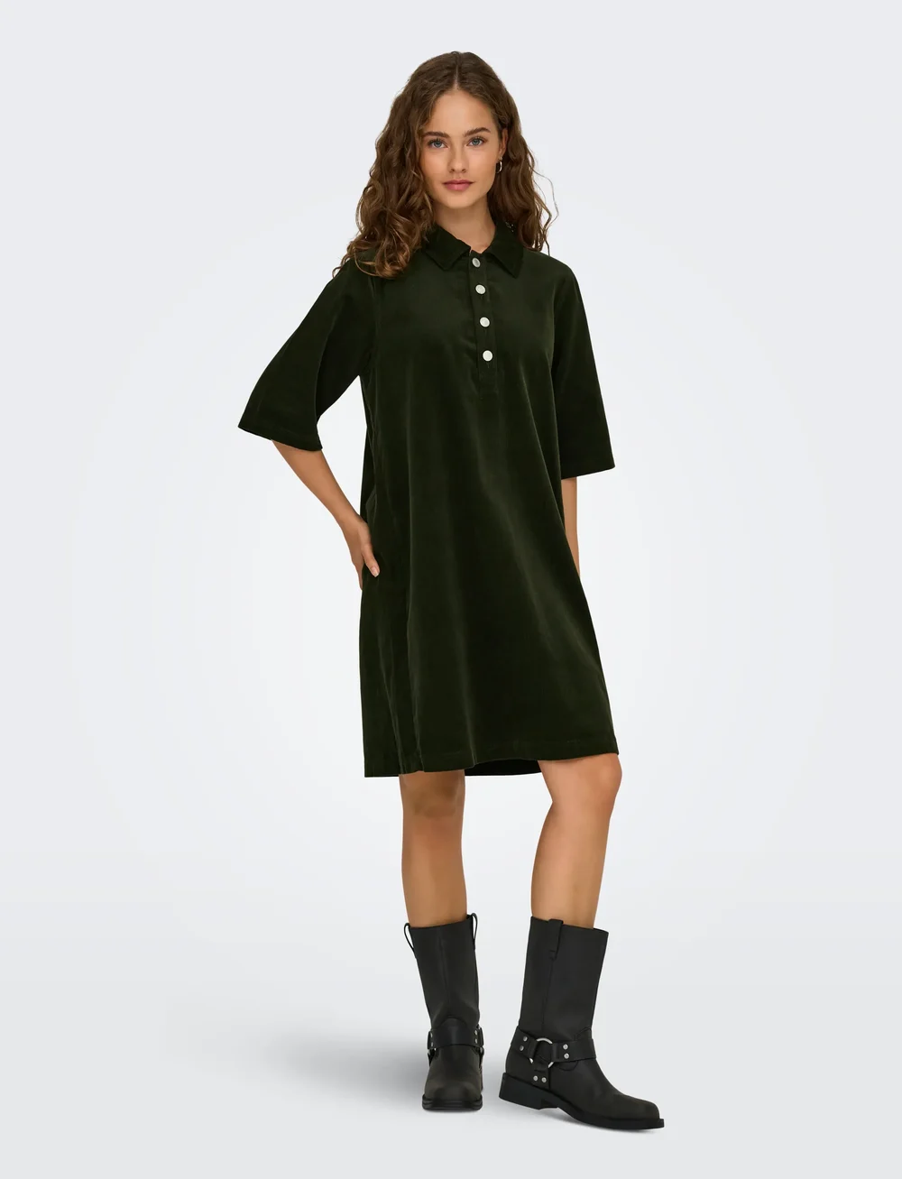 ONLY - ONLGRY-NESSA S/S CORD DRESS PNT - skjortklänningar - rosin - 4
