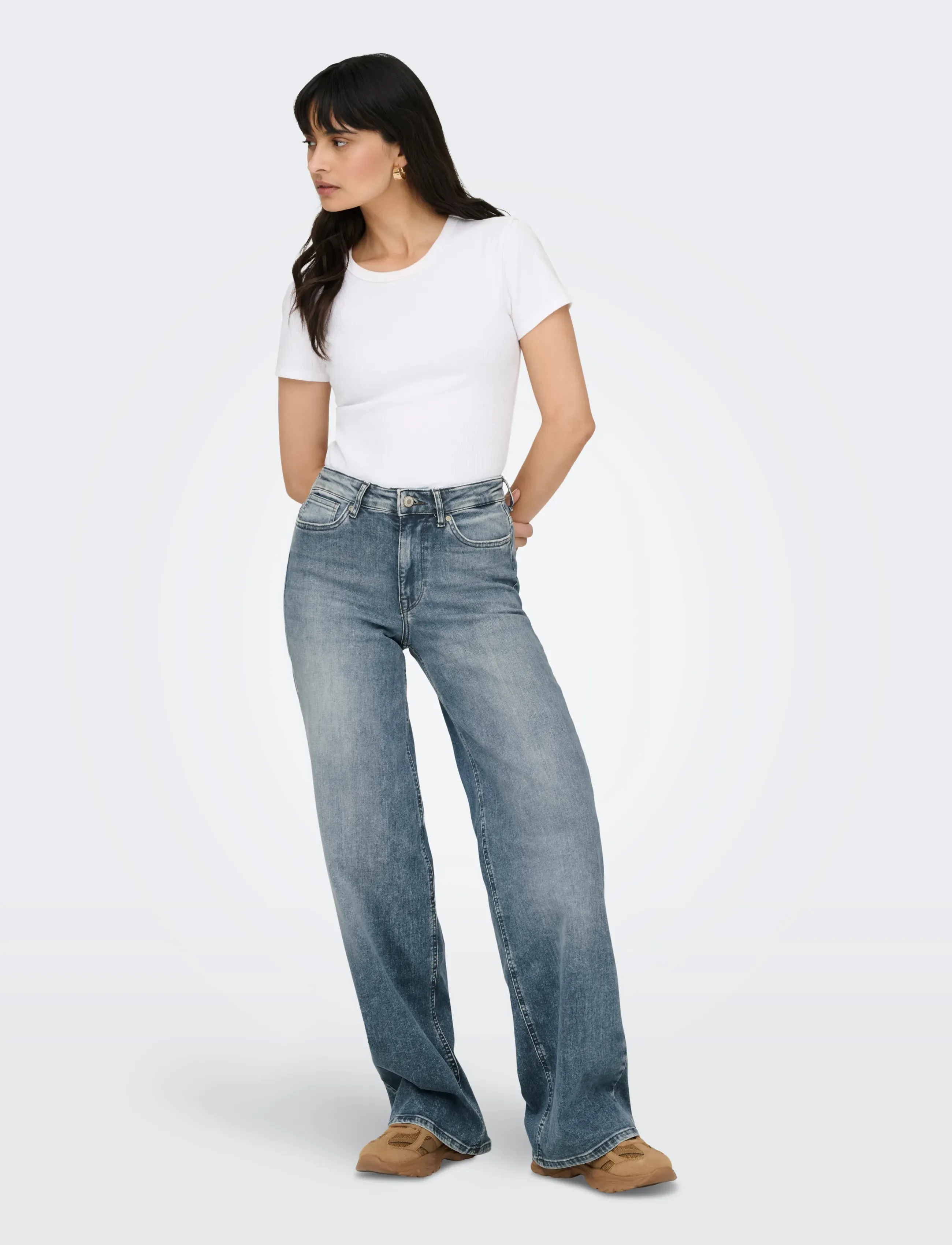 ONLY - ONLMADISON BLUSH HW WIDE DNM REA570 NOOS - hosen mit weitem bein - special blue grey denim - 4