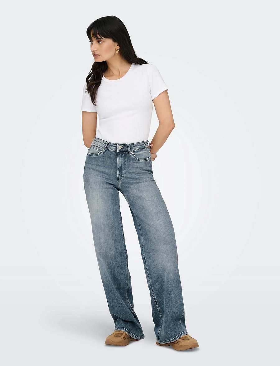ONLY - ONLMADISON BLUSH HW WIDE DNM REA570 NOOS - wide leg jeans - special blue grey denim - 4