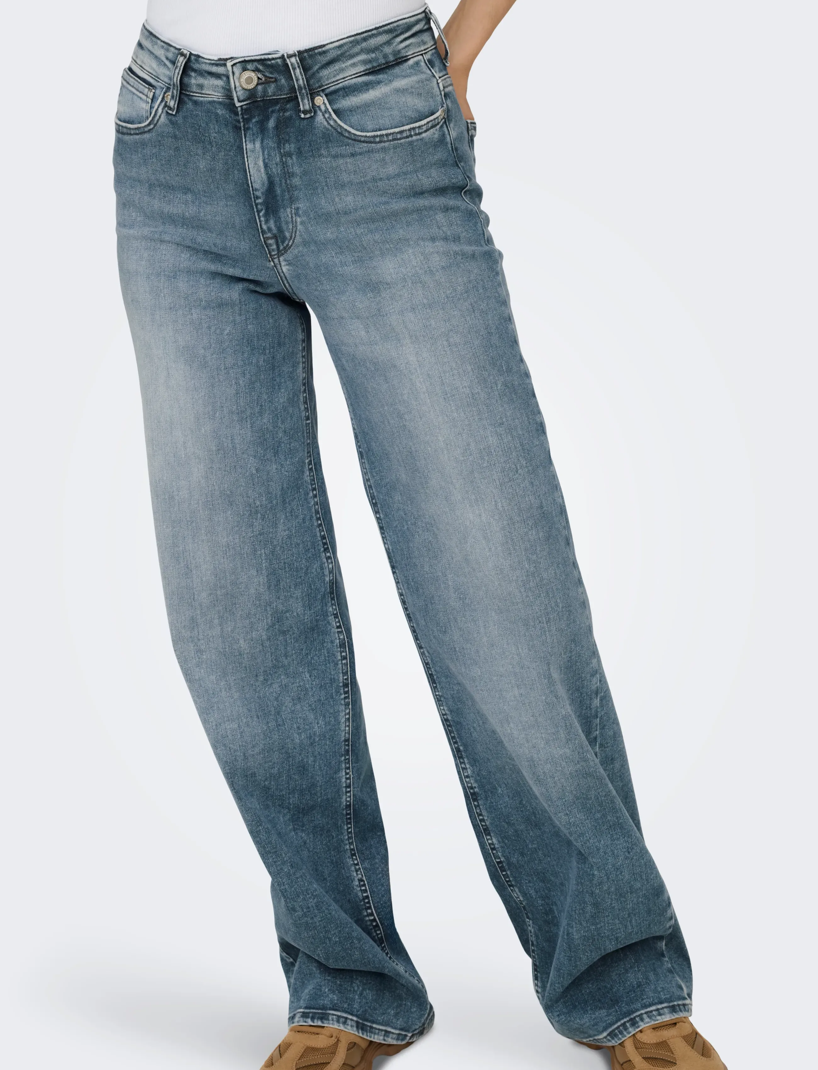 ONLY - ONLMADISON BLUSH HW WIDE DNM REA570 NOOS - wide leg jeans - special blue grey denim - 5