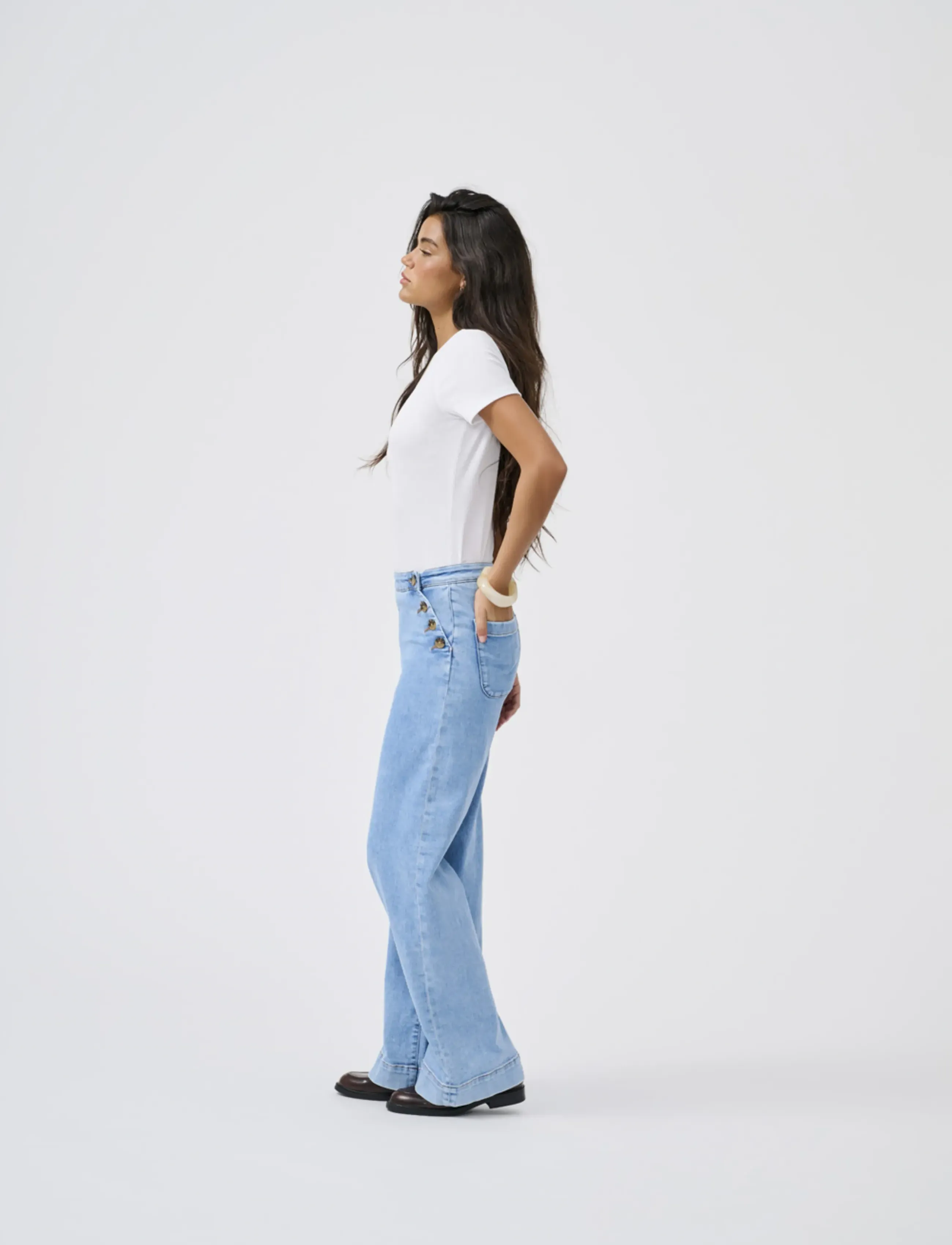 ONLY Onlmadison Hw Button Wide Dnm Gen223Noos, 27 x 32, Jeans, Blau - Wide, Frauen