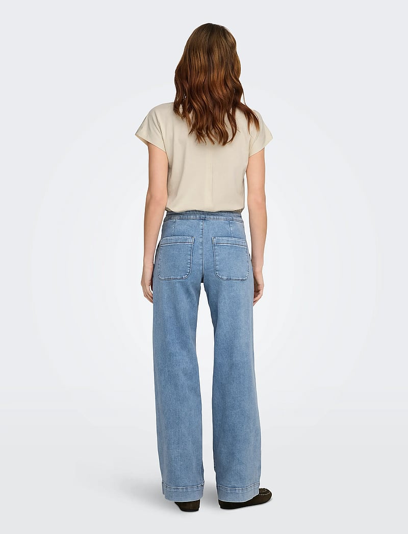 ONLY - ONLMADISON HW BUTTON WIDE DNM GEN223NOOS - brede jeans - light blue denim - 3