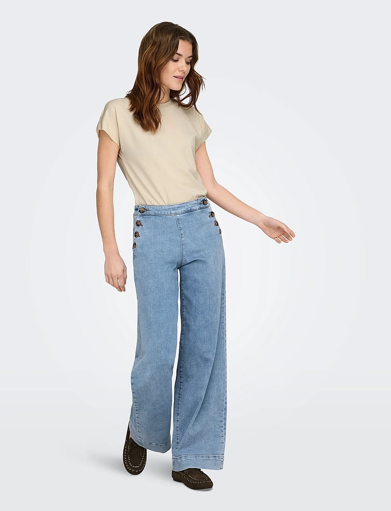 ONLY - ONLMADISON HW BUTTON WIDE DNM GEN223NOOS - brede jeans - light blue denim - 4