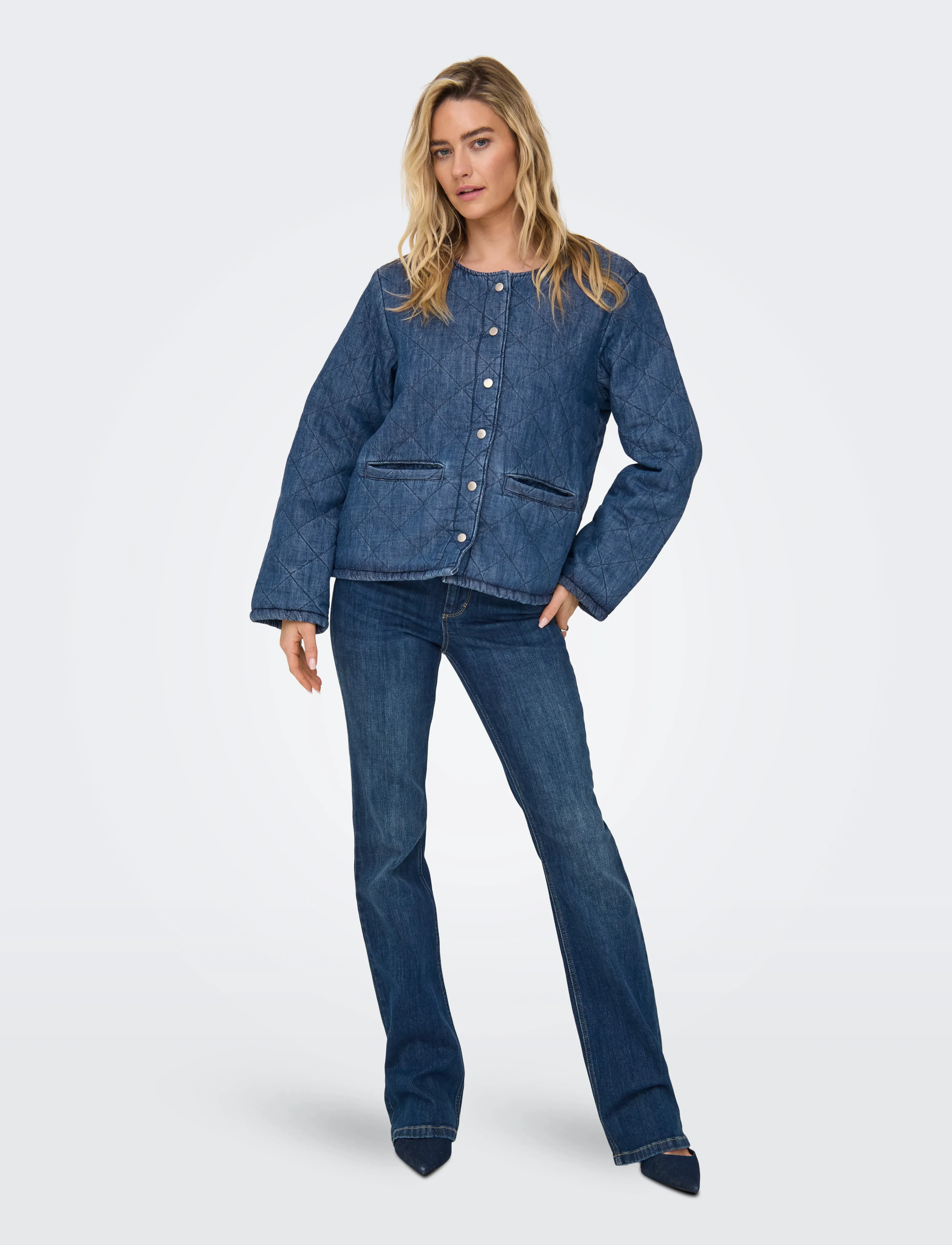 ONLY - ONLROSA L/S QUILT DNM JACKET AKM - medium blue denim - 4