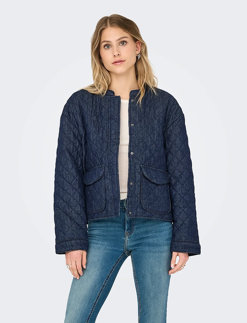 ONLY - ONLHALLIE QUILTED DNM JACKET AKM NOOS - forårsjakker - dark blue denim - 0