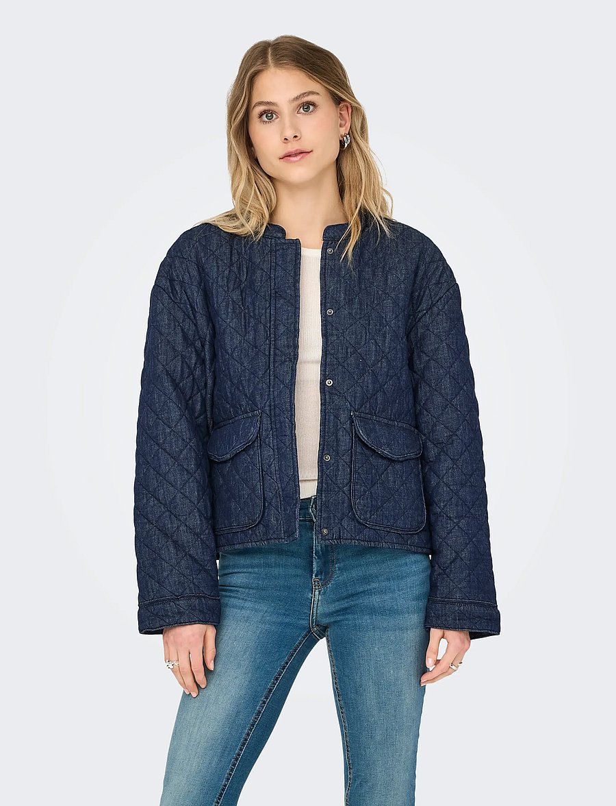 ONLY - ONLHALLIE QUILTED DNM JACKET AKM NOOS - frühlingsjacken - dark blue denim - 0