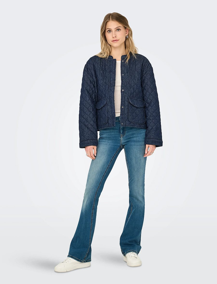 ONLY - ONLHALLIE QUILTED DNM JACKET AKM NOOS - frühlingsjacken - dark blue denim - 4