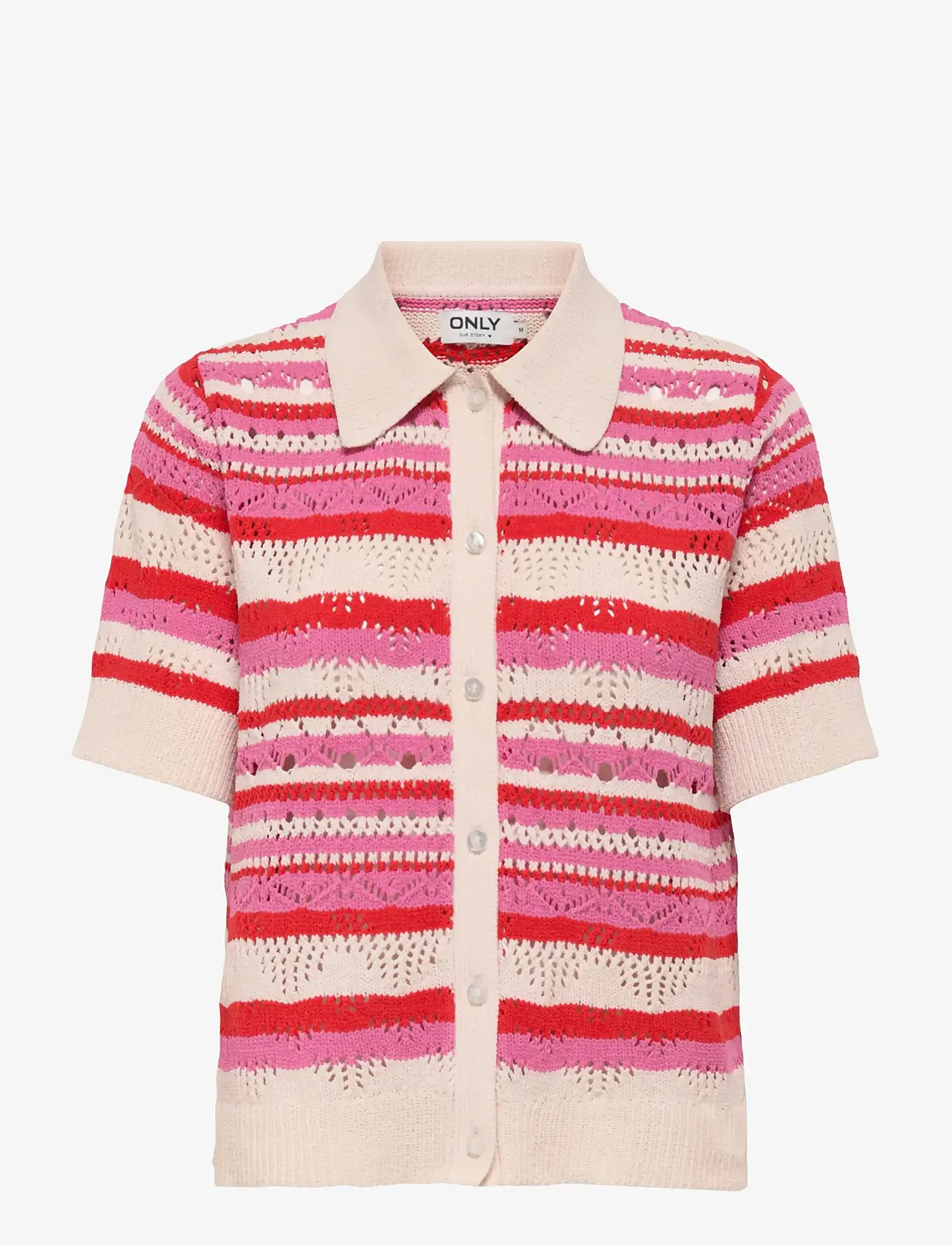 ONLY - ONLLULA POLO S/S CARDIGAN KNT NOOS - cardigans - high risk red - 1