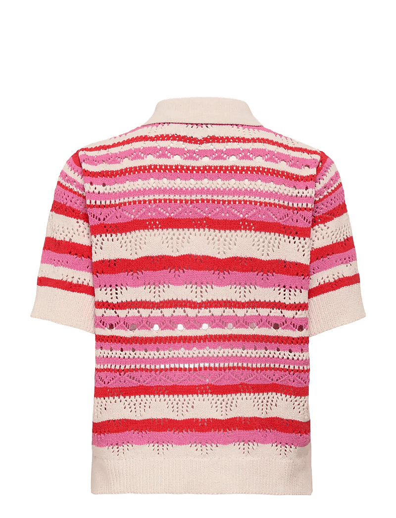 ONLY - ONLLULA POLO S/S CARDIGAN KNT NOOS - cardigans - high risk red - 2