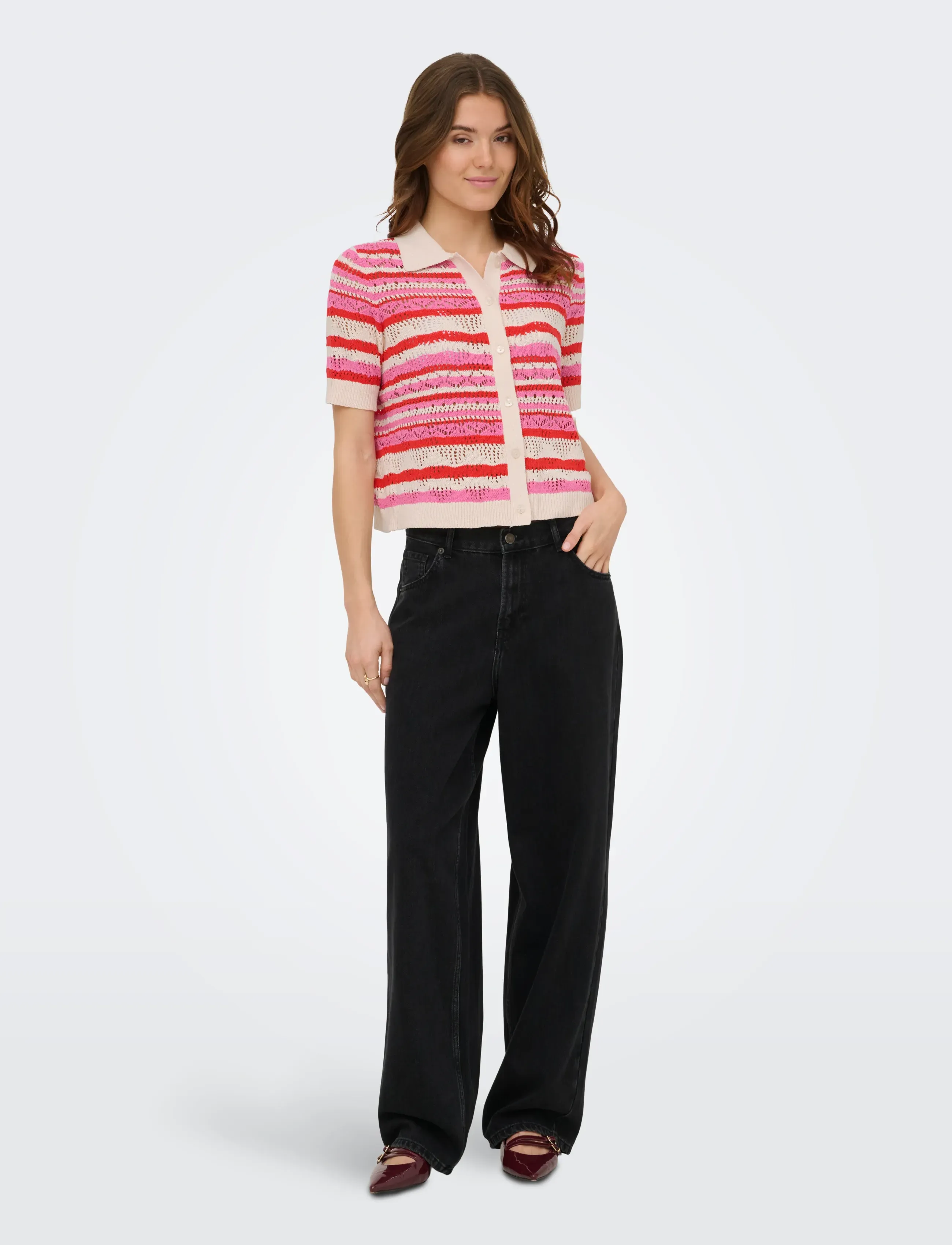 Onllula Polo S/S Cardigan Knt Noos 3