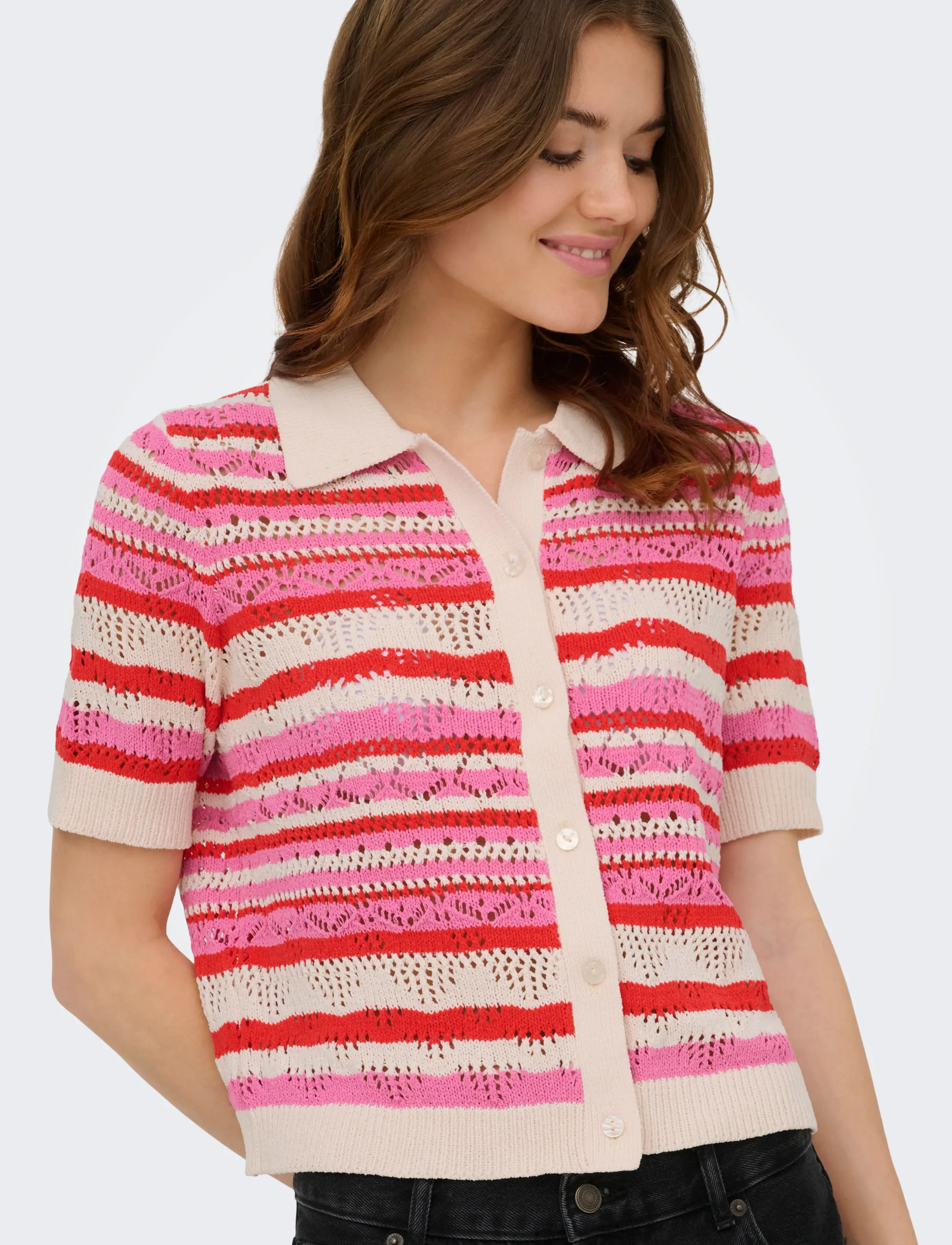 Onllula Polo S/S Cardigan Knt Noos 6