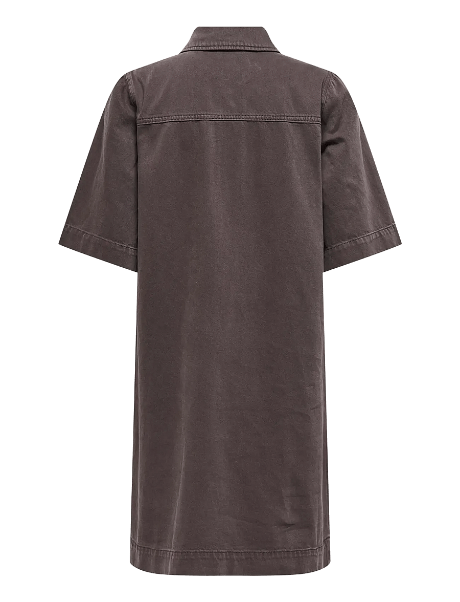 ONLY - ONLBELLE-SILLA S/S BUTTON DRESS PNT - seal brown - 1