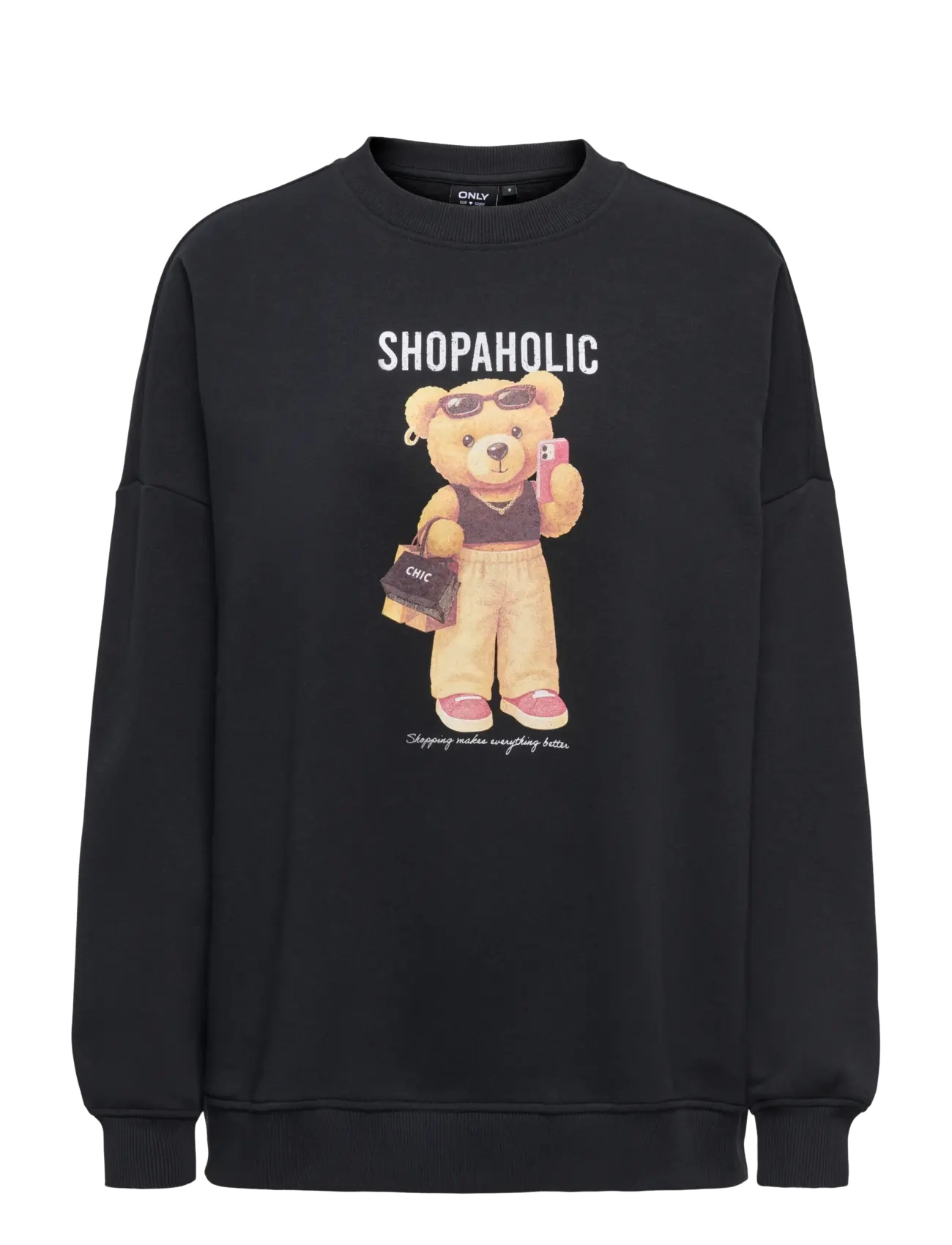 ONLY ONLBILA L/S BEAR O-NECK SWT - Clothing - BLACK / black