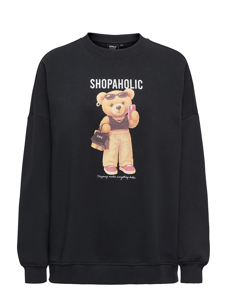 ONLY - ONLBILA L/S BEAR O-NECK SWT - igapäevane stiil - black - 0