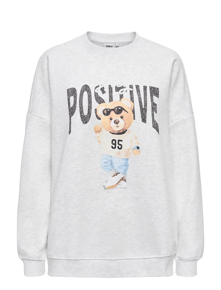 ONLY - ONLBILA L/S BEAR O-NECK SWT - igapäevane stiil - light grey melange - 0