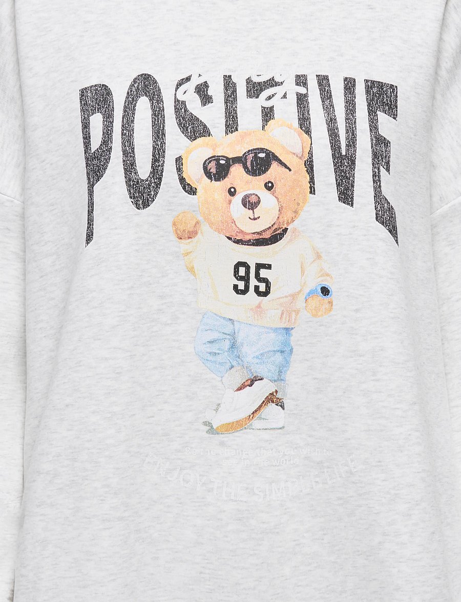 ONLY - ONLBILA L/S BEAR O-NECK SWT - igapäevane stiil - light grey melange - 2