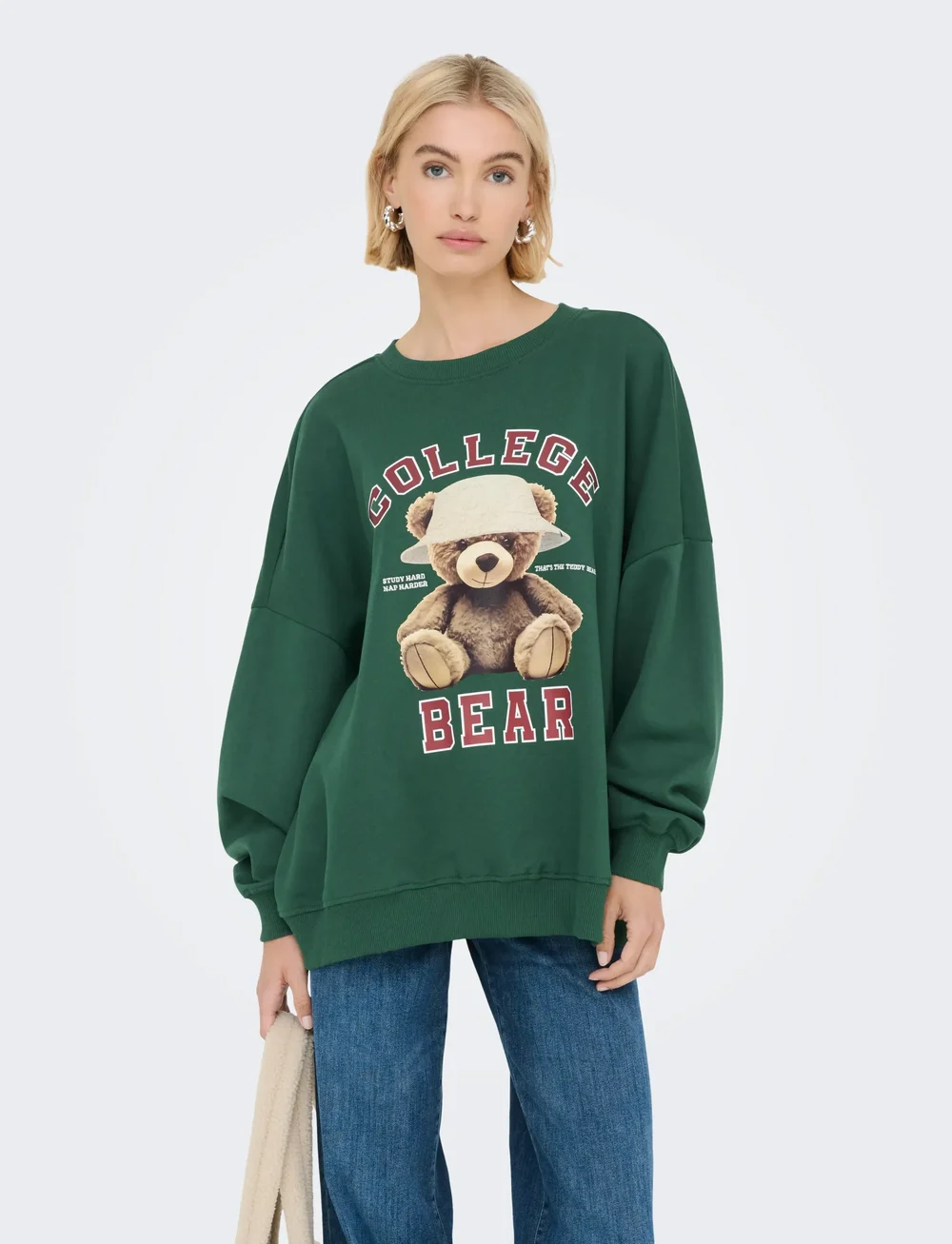 ONLY - ONLBILA L/S BEAR O-NECK SWT - alltags-style - pineneedle - 0