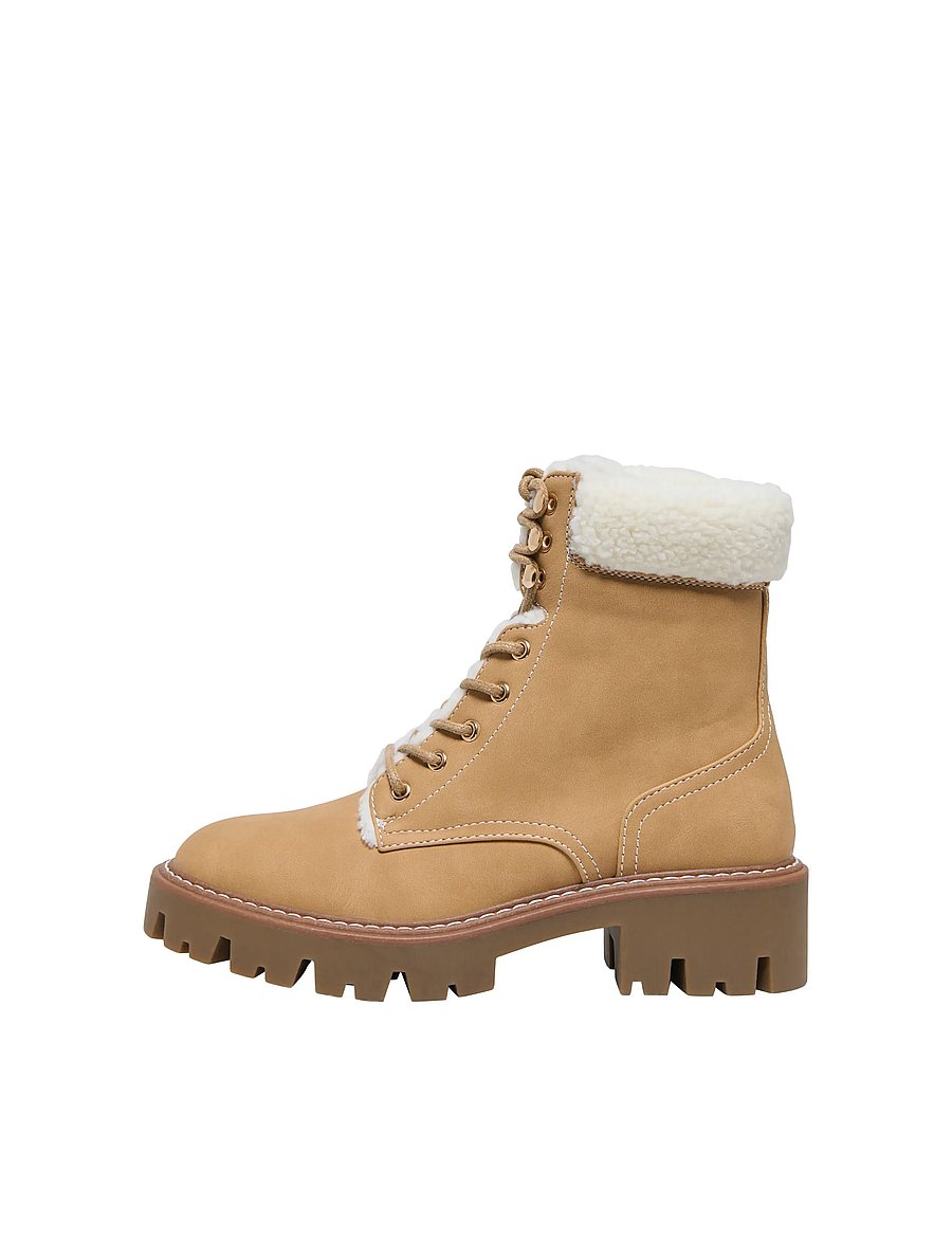ONLY - ONLBETTY-11 WARM LACE UP - geschnürte stiefel - new wheat - 4