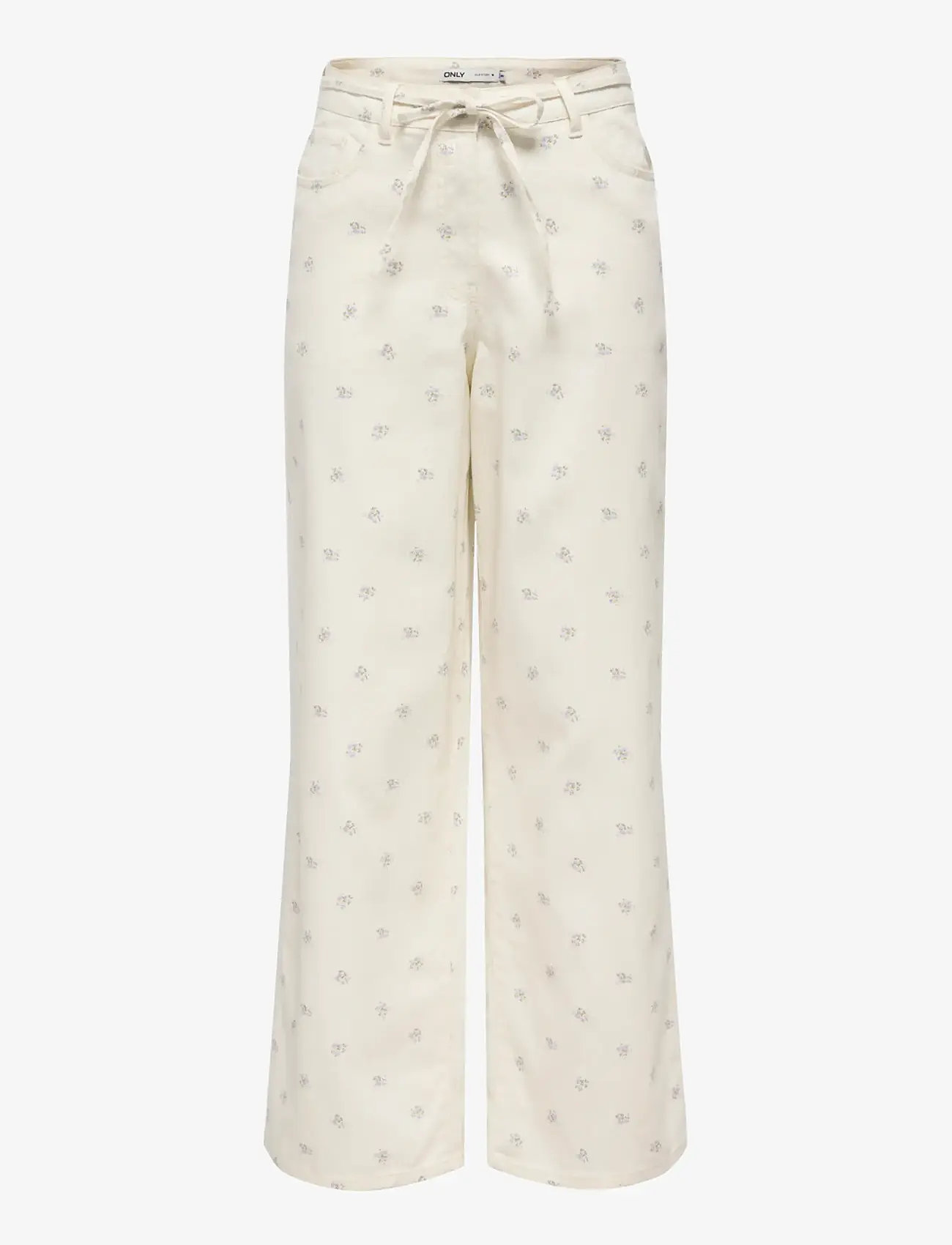 ONLY - ONLNAOMI AOP PANTS OTW - straight leg trousers - egret - 0