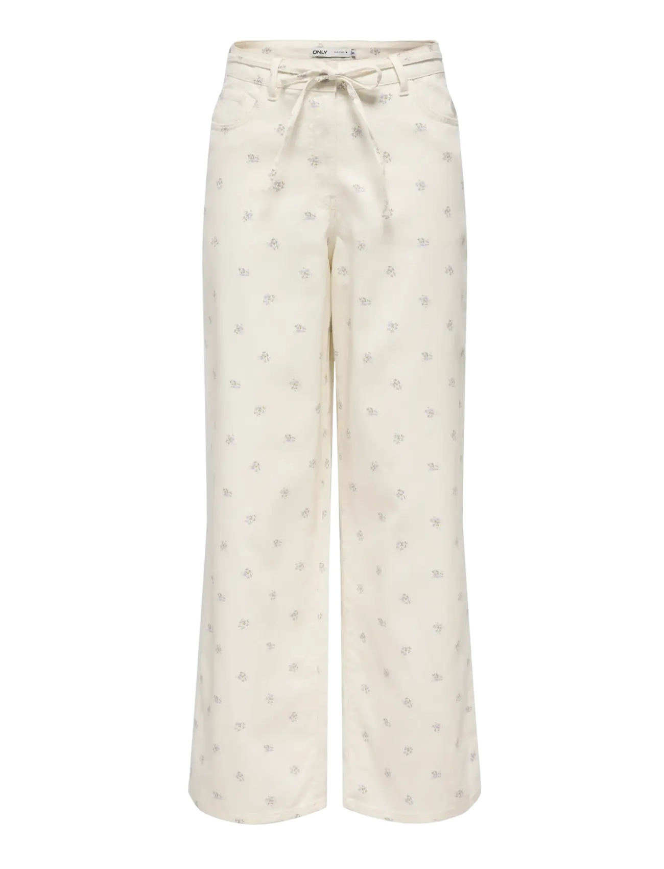 ONLY ONLNAOMI AOP PANTS OTW - Straight leg trousers - EGRET / cream